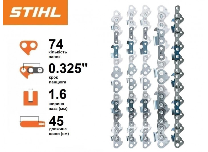 Шина Stihl Rollomatic E 45 см, 1.6 мм, 0.325" Шина Stihl Rollomatic E 45 см, 1.6 мм, 0.325"