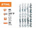 Цепь Stihl 61 PH3 HEXA, 30 см, 1.1 мм, 44 зв.